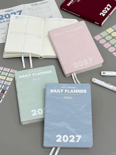 Planwith 2027 Weekly Planner A6 8-Grid Layout Hardcover Agenda Annual Tracker Month Plan Lunar Date Organizer for Adult Student
