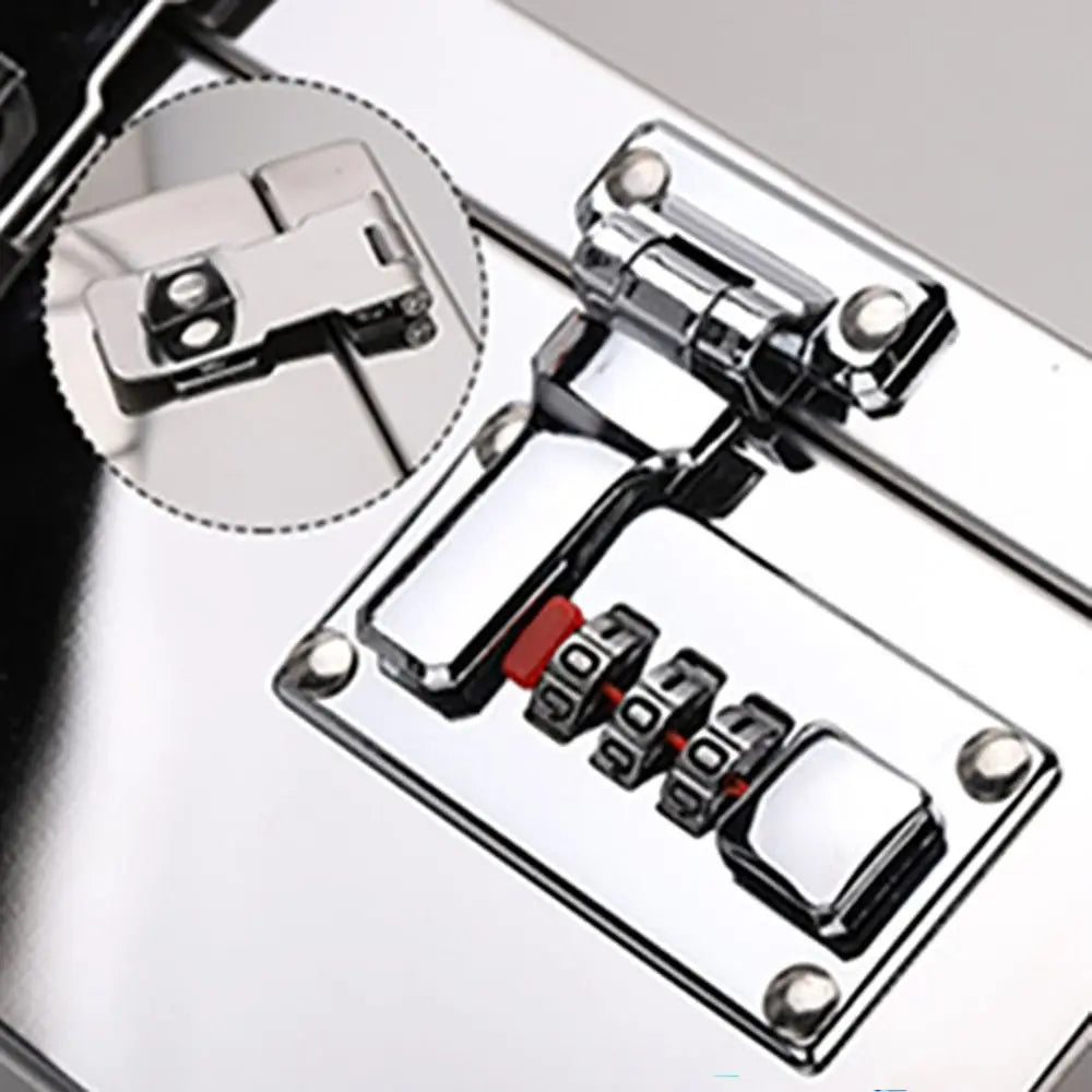 Stainless Steel Bank Password Lock-Box Financial Security Portable Register Bill Box Combination Lock/Padlock Cash Box