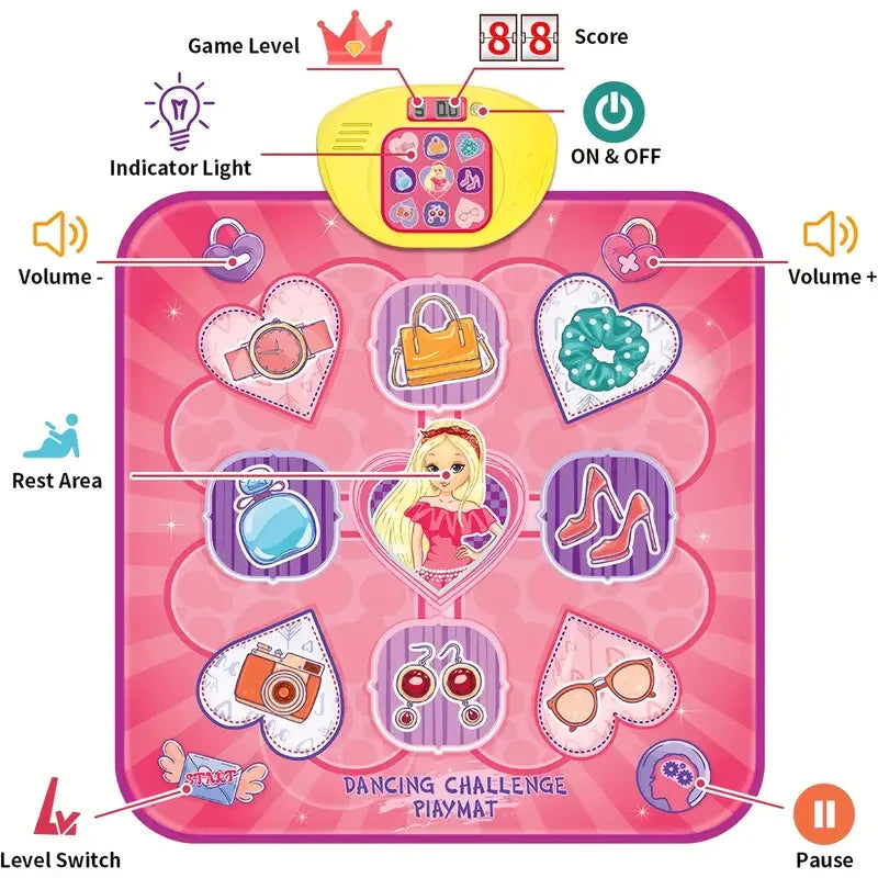 Unicorn Music Dance Mat Kids Electronic Dancing Blanket LED Score Board Floor Game Carpet Educational Toys Girl Birthday Gift