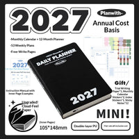 Planwith 2027 Weekly Planner A6 8-Grid Layout Hardcover Agenda Annual Tracker Month Plan Lunar Date Organizer for Adult Student