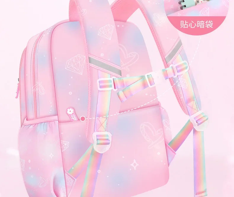 Refrigerator Door Pink Princess Schoolbag Students Female Super Lightweight Large Capacity Anti-splashing Water Large Capacity