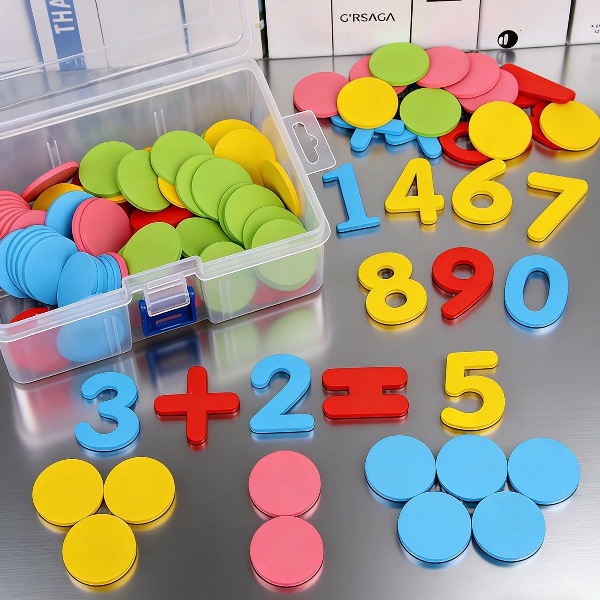 100 Counting Discs Foam Math Toy Toddlers Bright Red Pink Yellow Blue Green Chips with Numbers to Enhance Perception Recognition