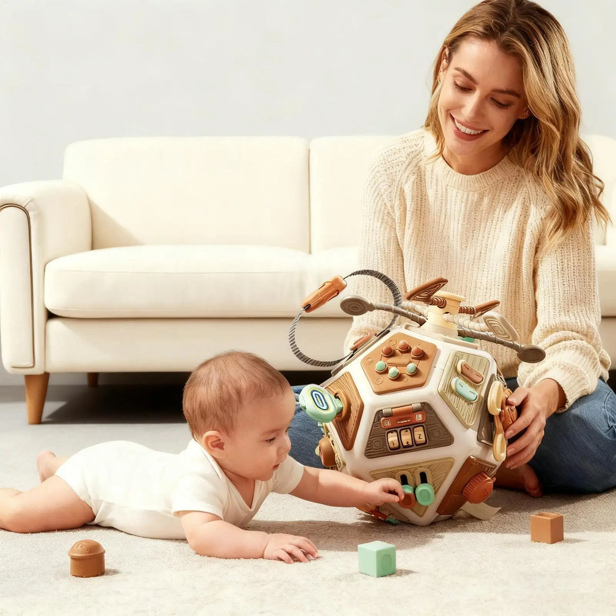 Educational Baby Busy Cube Toys for Toddler, Parent-Child Interaction Activity Busy Cube Sensory Toys for Carseat Plane Travel