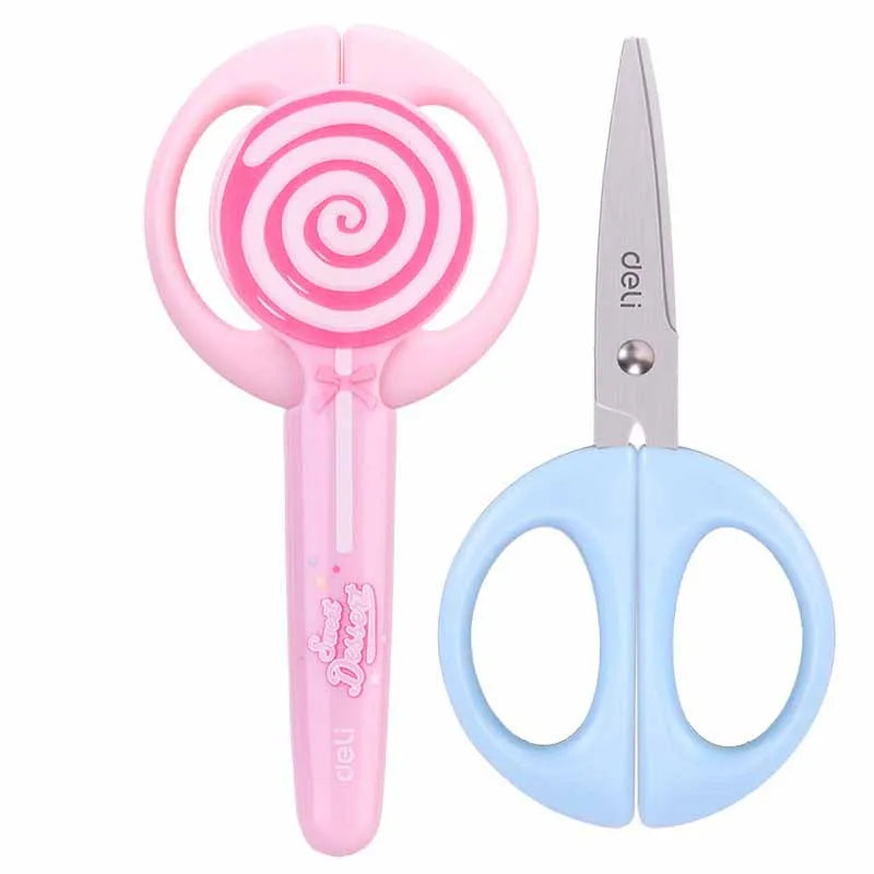 1pcs Child Safety Scissors Kindergarten Handmade Round Head Small Scissors for Paper Cross Stitch Scissors Yarn Pink Blue