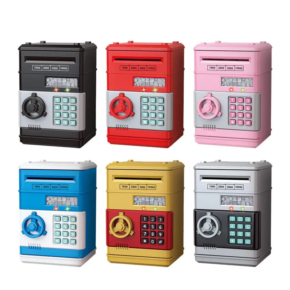 Electronic Piggy Bank Automatic Mini Safe Coins Cash Saving Money Box Password Counter Code Key Lock Coin Bank ATM Child Gift