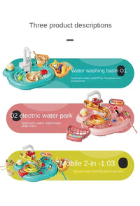 Children Puzzle Pretend Play Toys Dishwashing Basin Toys Gift Kitchen Interactive Toys 2-in-1 Slide Fishing Montessori Toy Gift