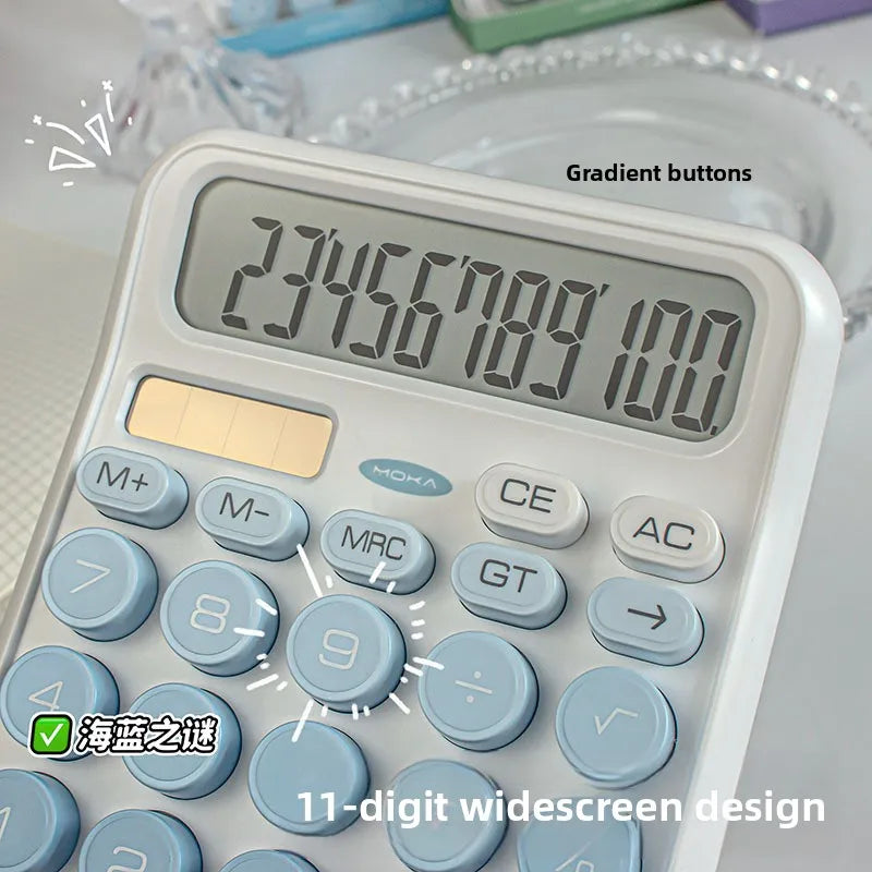 High Aesthetic Solar Calculator Gradient Color Button Battery Dual-Use Suitable for Home, School and Office Supplies