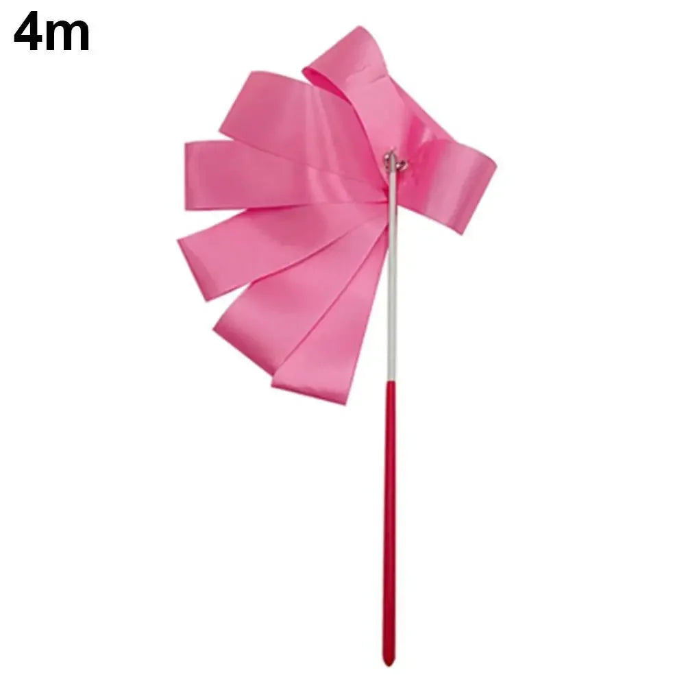 2M/4M Colorful Rythmic Gymnastics Ribbon Dance Ribbon Rhythmic Twirling Gymnastic Rod Ballet Training Streamer Art Stick W2H5