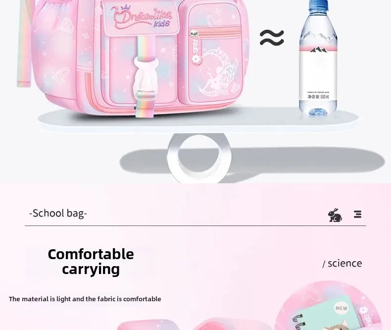 Refrigerator Door Pink Princess Schoolbag Students Female Super Lightweight Large Capacity Anti-splashing Water Large Capacity