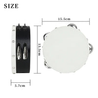 IRIN 2 Pcs Orff Tambourine 6 + 8 Inch Drums Hand-Ranked Bell Drum Double Row Sheepskin Hand-Shake Wooden Music Education Drums