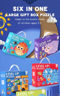 Wooden Jigsaw Puzzles for Toddlers Cartoon Animal Paper Puzzles Montessori Early Learning Education Toys Set Gifts Box for Kids