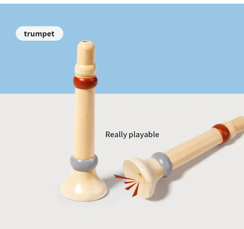 Baby Handheld Bell Musical Instrument Toys Montessori Wooden Gripping Bed Bell Drum Orff Ringing Instrument Percussion Kids Gift