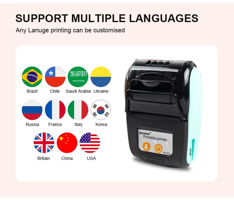 GOOJPRT 58mm Mini Portable Thermal Printer Bluetooth Ticket Bill Receipt POS Printer for Business for IOS/Android Mobile Phone