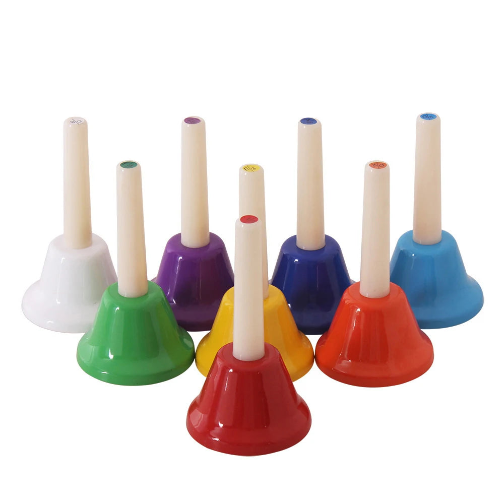 Orff Musical Instrument Set Colorful 8-Note Hand Bell Children's Music Toy Baby Early Education Beautiful Christmas Gift