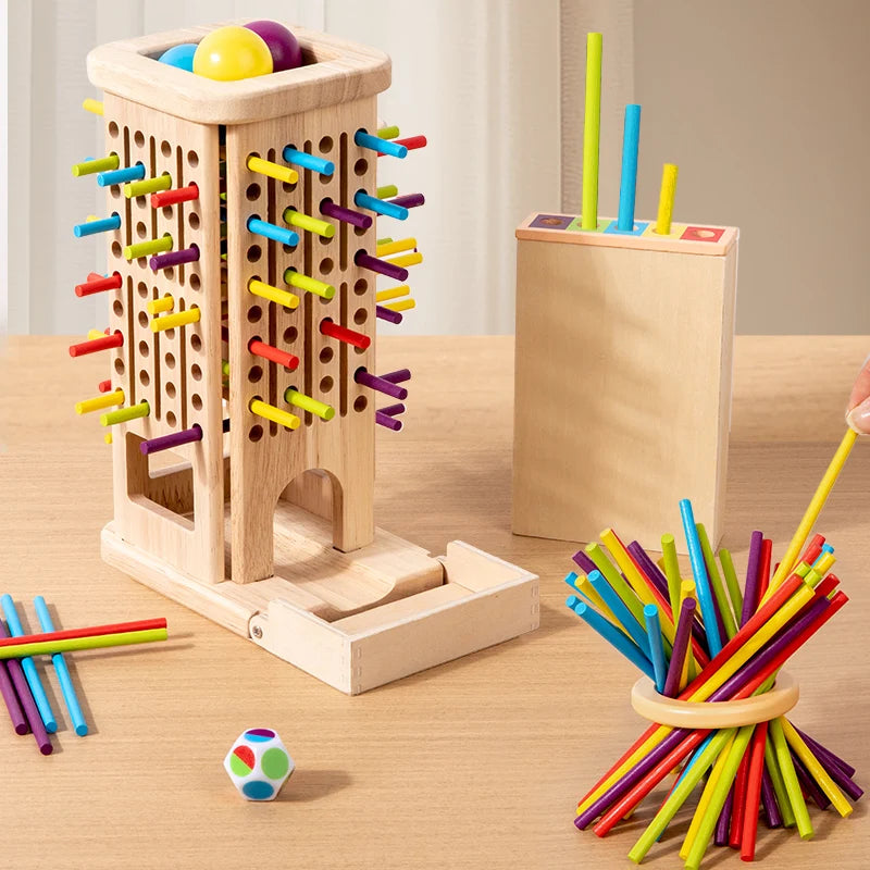 New 3in1 Wooden Stick and Tower Game Arithmetic Early Education Montessori Toys Thinking Training Parent-child Interactive Toy