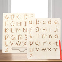 Children Writing Practice Wooden Alphabet Board Alphanumeric Handwritten Track Copy Groove Montessori Toys
