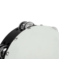 IRIN 2 Pcs Orff Tambourine 6 + 8 Inch Drums Hand-Ranked Bell Drum Double Row Sheepskin Hand-Shake Wooden Music Education Drums