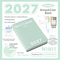 Planwith 2027 Weekly Planner A6 8-Grid Layout Hardcover Agenda Annual Tracker Month Plan Lunar Date Organizer for Adult Student