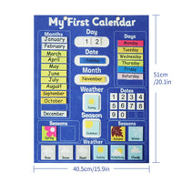 Children's Calendar Felt Board - Early Learning Wall Calendar with Weather Date Month Week Season Educational Charts for Kids