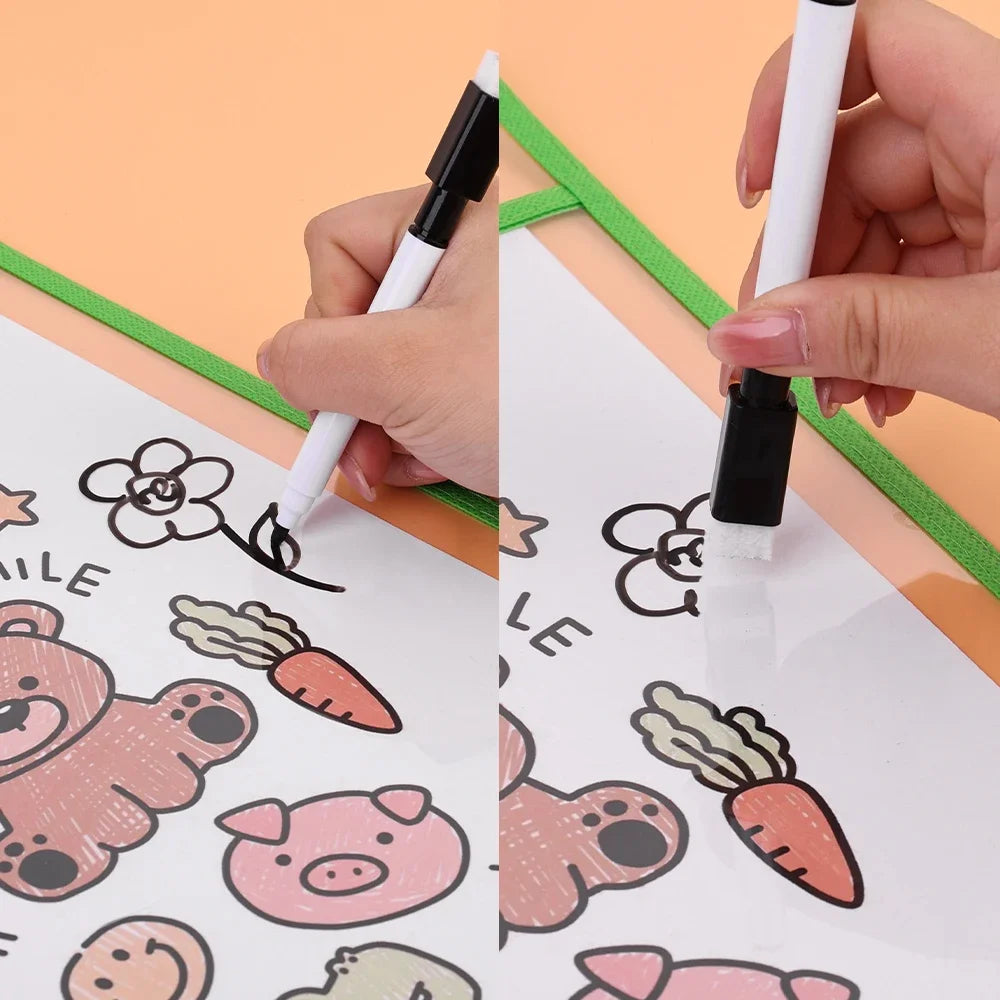 Dry Erase Pockets Reusable File Holder Transparent A4 Folders Kids Teaching Drawing Board Stationary Files Card Storage Supplies
