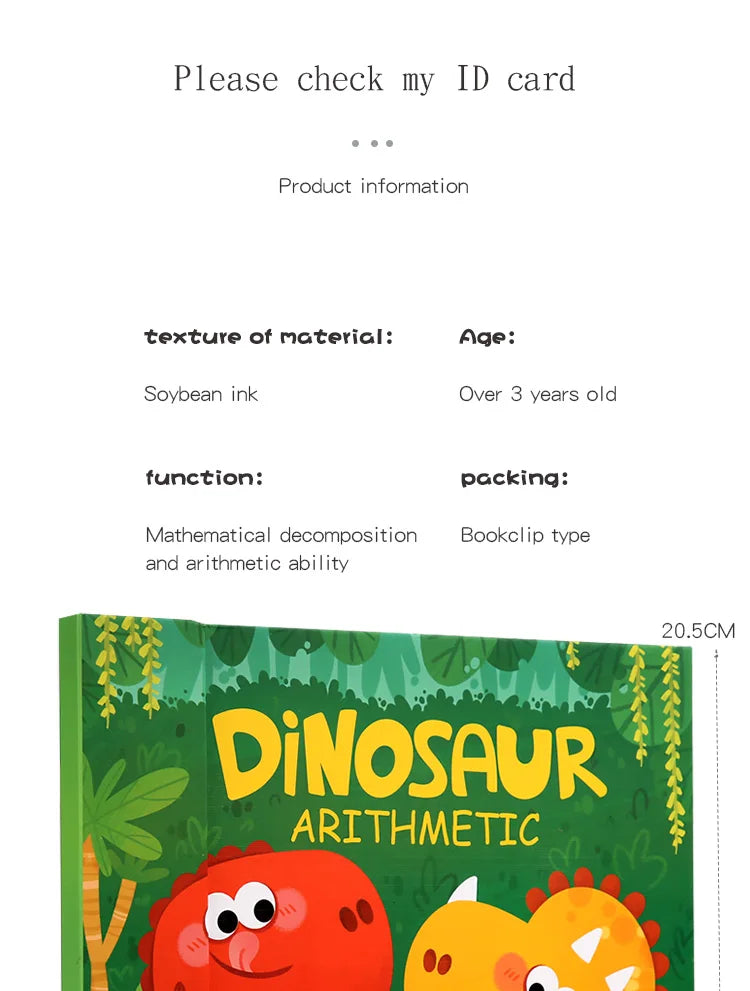 Dinosaur Theme Children's Math Tiles Number Decomposition Arithmetic 1-20 Addition And Subtraction Early Education Toys