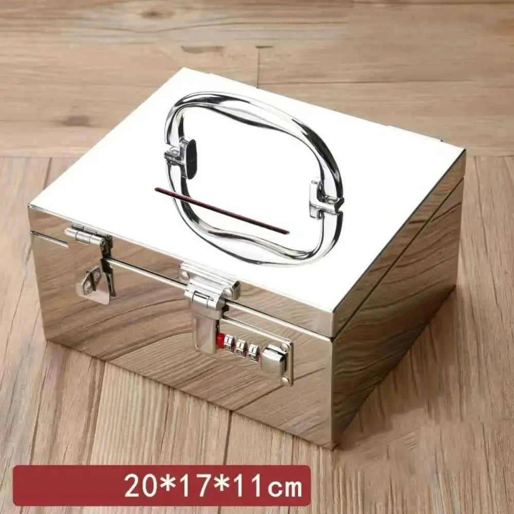 Stainless Steel Bank Password Lock-Box Financial Security Portable Register Bill Box Combination Lock/Padlock Cash Box