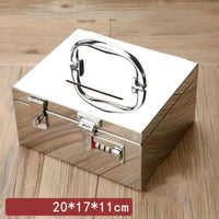 Stainless Steel Bank Password Lock-Box Financial Security Portable Register Bill Box Combination Lock/Padlock Cash Box