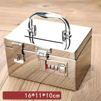 Stainless Steel Bank Password Lock-Box Financial Security Portable Register Bill Box Combination Lock/Padlock Cash Box