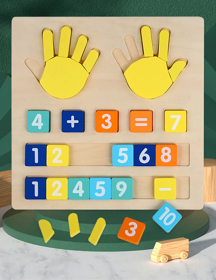 Math Finger Counting Wooden Number Math Learning Games Montessori Toys Intellectual Development Teaching Aids For Toddlers