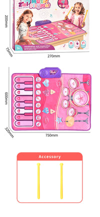 3IN1 Multifunctional Music Play Mat Piano Keyboard Dance Floor Drum Game Playmat Sensory Education Toys for Children Kids Gifts