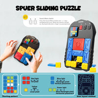Electronic Sliding Block Puzzle with Multiple Challenges & LED Screen, Portable Educational Game for Kids to Develop Logic, and