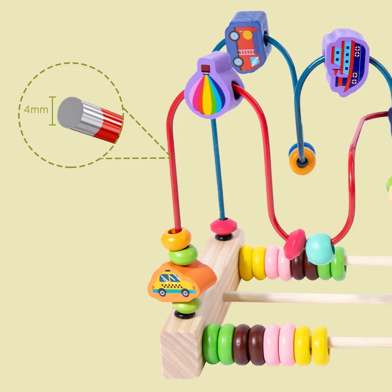 Wooden Roller Coaster Bead Maze Montessori Toys Abacus Math Toys Toddler Early Educational Toys for Kids Children Fine Motor
