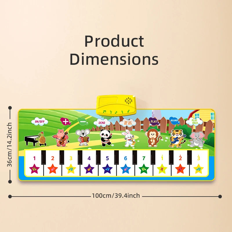 100x36cm Kids Music Piano Mat Toddlers Floor Keyboard Dance Mat with 8 Instrument Sounds Baby Carpet Educational Toys Kids Gifts