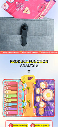 3IN1 Multifunctional Music Play Mat Piano Keyboard Dance Floor Drum Game Playmat Sensory Education Toys for Children Kids Gifts