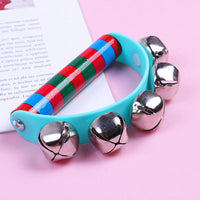 1PC Children's Intellectual Props Handbell Hand Bells With 5 Jingle Bells Wood Handle Musical Instrument Toy For Music Class
