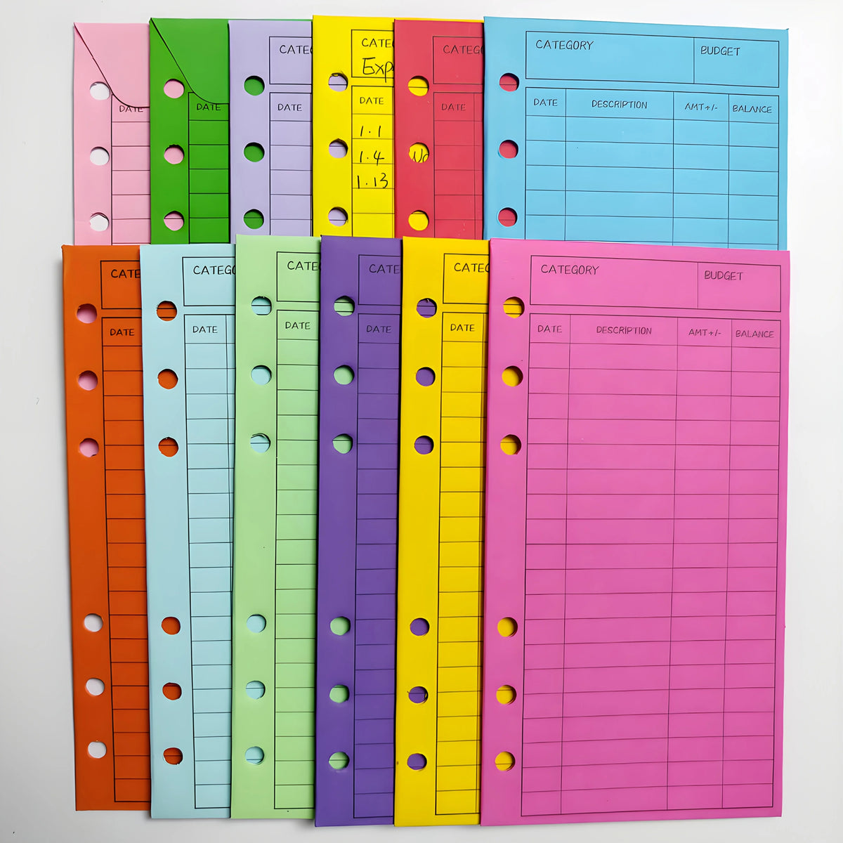 Set of 13 Vibrant Binders(1 Binder+12 Color Envelope), Cash Envelope Organizer - For Tracking Weekly and Monthly Spending Report