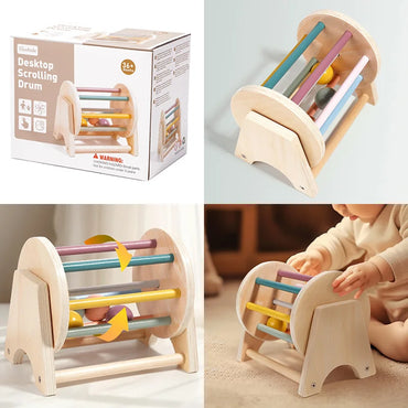 Baby Handheld Bell Musical Instrument Toys Montessori Wooden Gripping Bed Bell Drum Orff Ringing Instrument Percussion Kids Gift