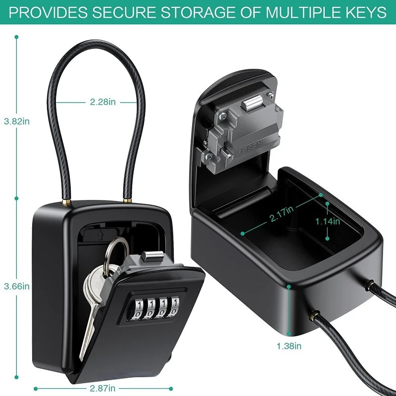 Wall Mount Key Storage Secret Box Organizer 4 Digit Combination Password Security Code Lock No Key Home Key Safe Box