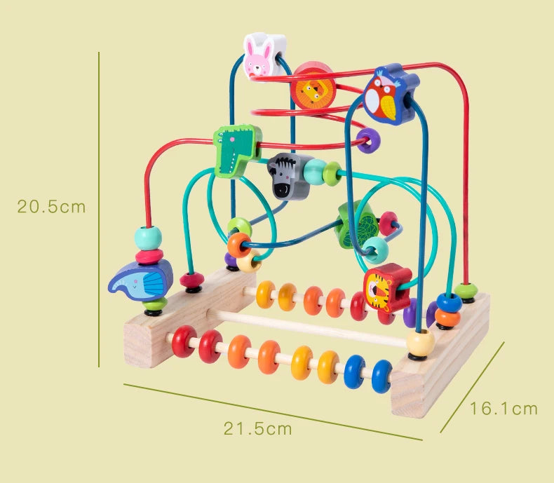 Wooden Roller Coaster Bead Maze Montessori Toys Abacus Math Toys Toddler Early Educational Toys for Kids Children Fine Motor