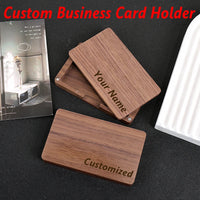 Wooden Custom Name Business Card Holder Personalized Box Magnetic Clasp Laser Engraving Office Customized Business Card Case
