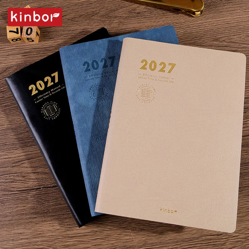 Kinbor 2027 A5 Efficiency Planner Two Days Per Page Notebook To Do List Self-discipline Habit Tracker Time Management Journal