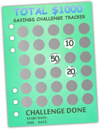 Scratch Off Money Saving Challenge Binder Trackers for 6 Ring A5 Binders,4 Pcs Per Pack