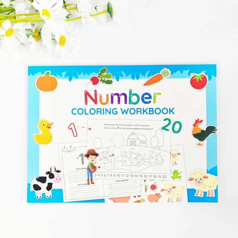 Alphabet Practice Workbook For Kids Handwriting Tracing Picture Book with Stickers Pen Control Training Coloring Book