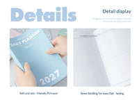 Planwith 2027 Weekly Planner A6 8-Grid Layout Hardcover Agenda Annual Tracker Month Plan Lunar Date Organizer for Adult Student