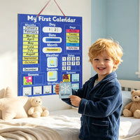 Children's Calendar Felt Board - Early Learning Wall Calendar with Weather Date Month Week Season Educational Charts for Kids