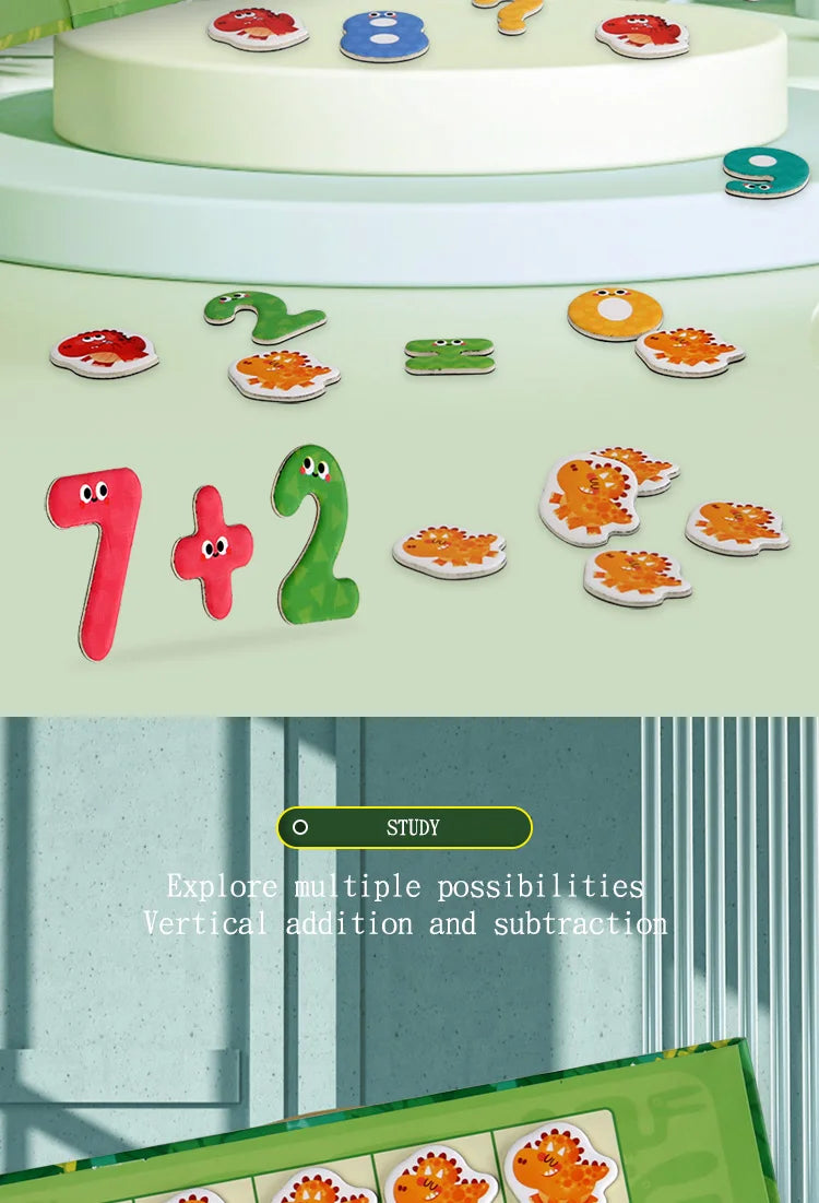 Dinosaur Theme Children's Math Tiles Number Decomposition Arithmetic 1-20 Addition And Subtraction Early Education Toys