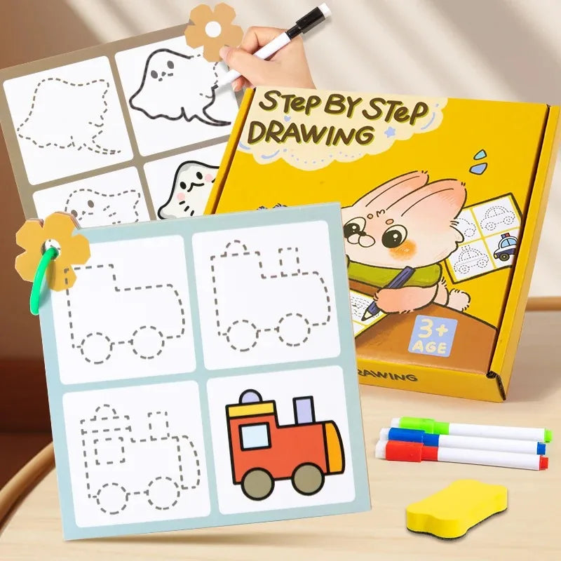 Reusable Tracing Book Pen Control Training Toy with Erasable Symmetrical Graphics for Kids To Practice Concentration Early