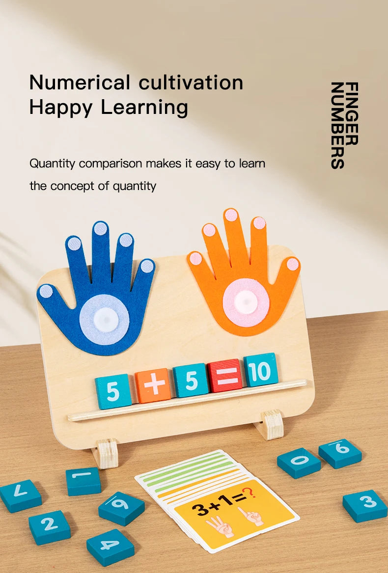 Math Finger Counting Wooden Number Math Learning Games Montessori Toys Intellectual Development Teaching Aids For Toddlers