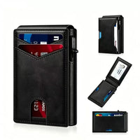 Men Carbon Fiber RFID Blocking Pop Up Wallet, Slim Minimalist Credit Card Holder Multi Slots Portable Business Card Purse