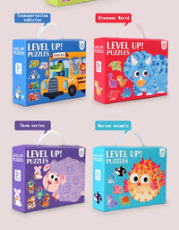 Wooden Jigsaw Puzzles for Toddlers Cartoon Animal Paper Puzzles Montessori Early Learning Education Toys Set Gifts Box for Kids